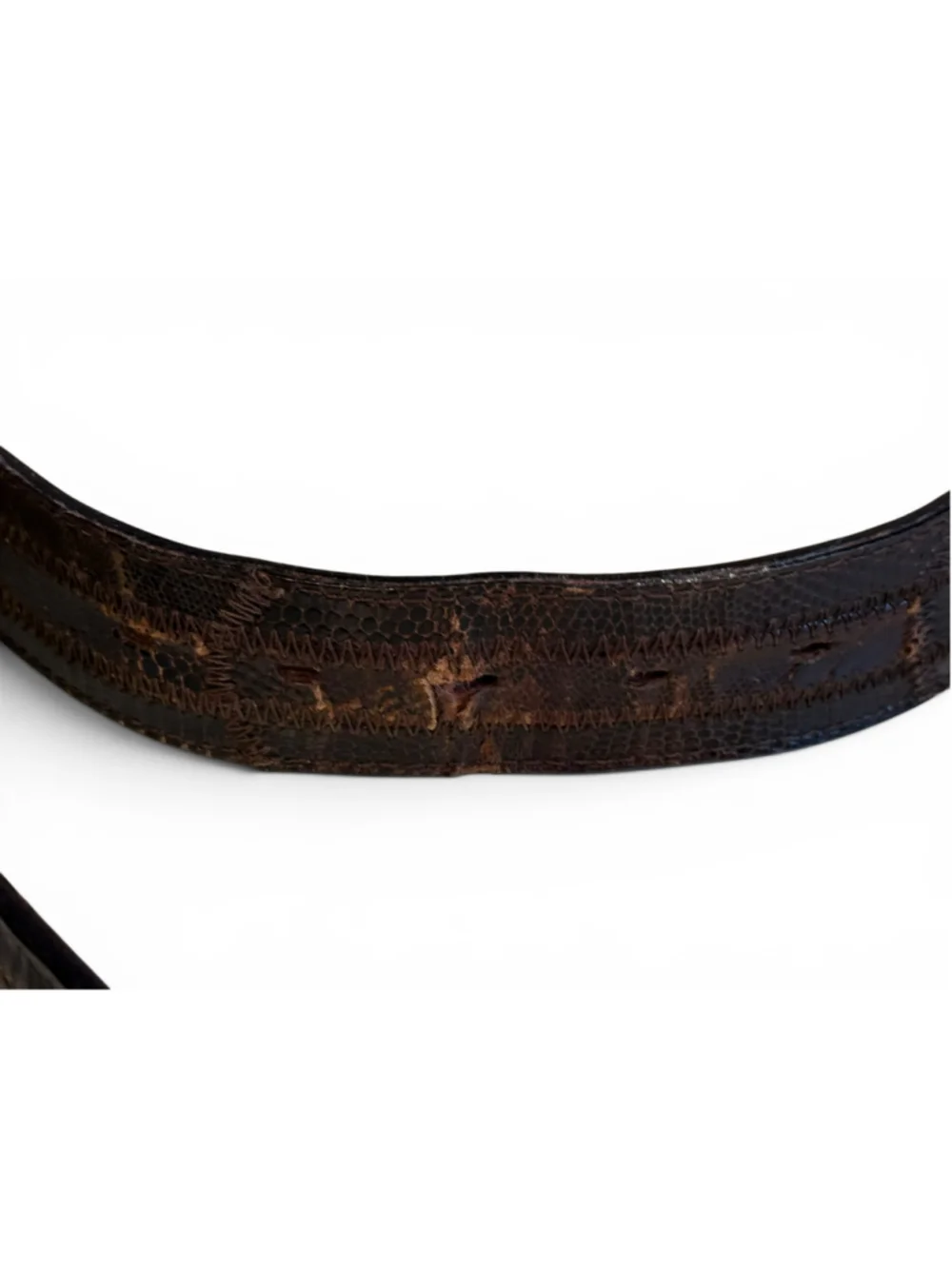 Vtg 80s-90s Nocona Genuine Lizard Skin Western Belt Brown Sz 38 Removable Buckle